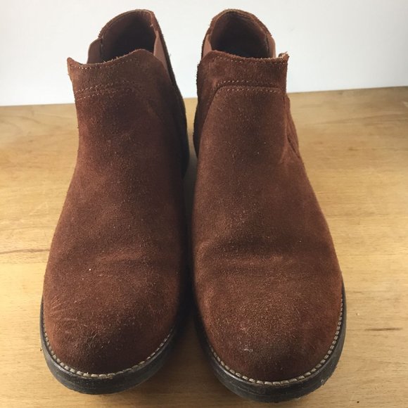 Clark Brown Rust Suede Ankle Booties Boots Shoe Size 6.5 Slip in on - Picture 6 of 10